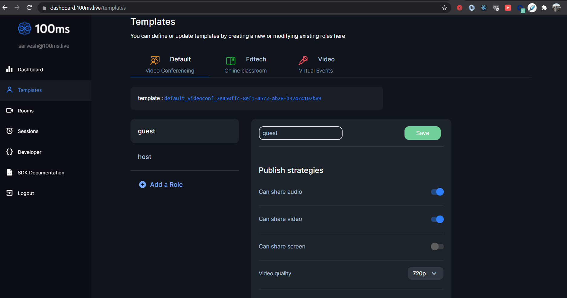 Room details on dashboard